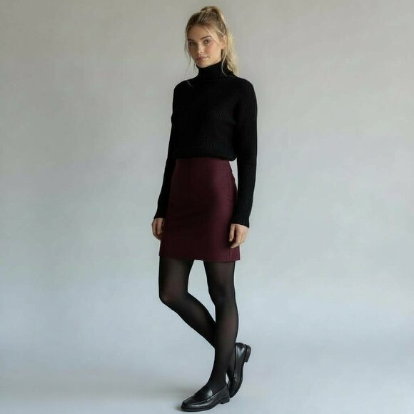 NWT Zara Mini Skirt High Waist Woman's XS Burgundy Aubergine Velveteen - Picture 4 of 10